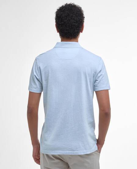 Pigment Dye Slub Polo Shirt Bleached Blue Pigment Dye Slub Polo Shirt Bleached Blue