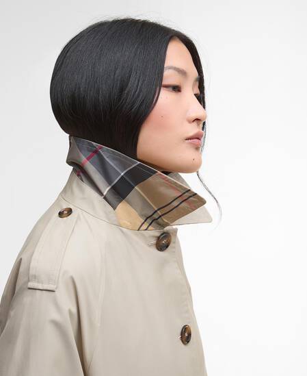 Maia Showerproof Trench Coat Mist/Hessian Tartan