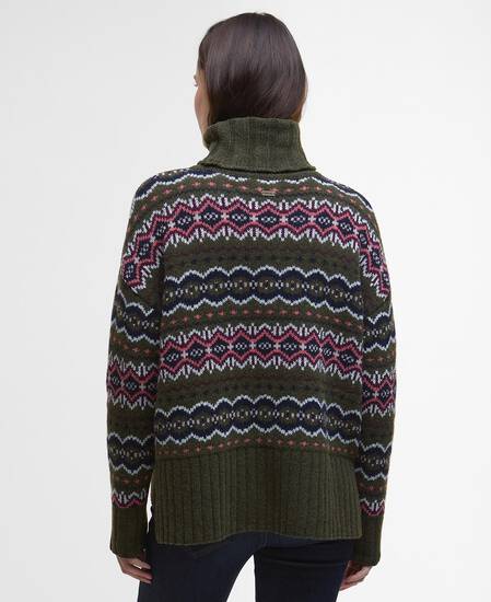 Helen Fair isle Roll-Neck Jumper Olive Multi
