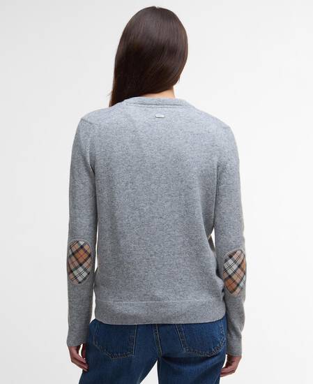 Pendle Cardigan Grey Marl/Hessian Tartan