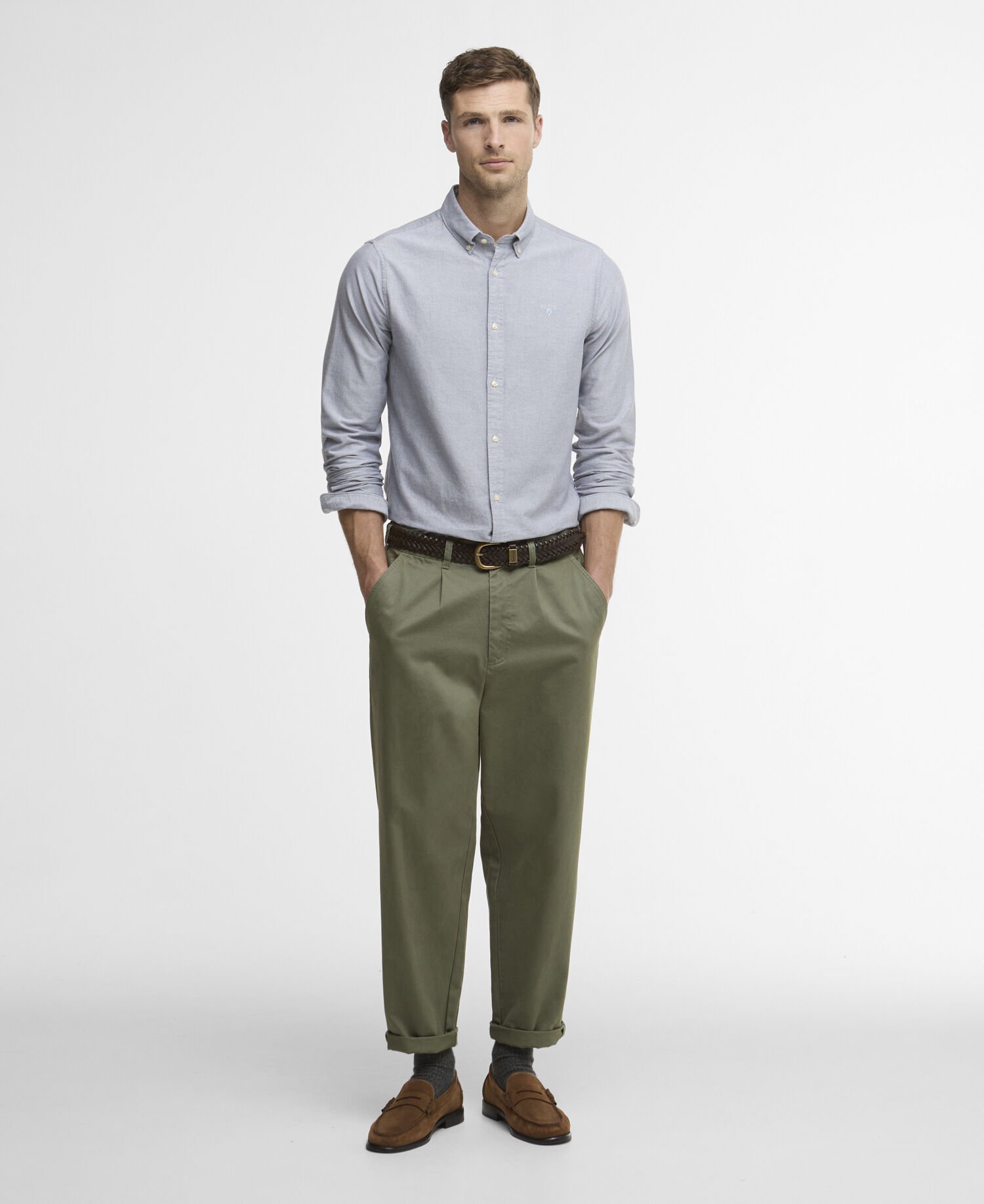 Hemd Oxford Tailored Grey Blue