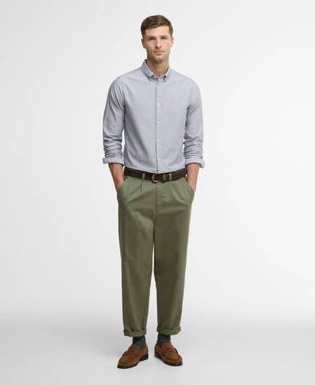 Oxford Tailored Long-Sleeved Shirt Grey Blue