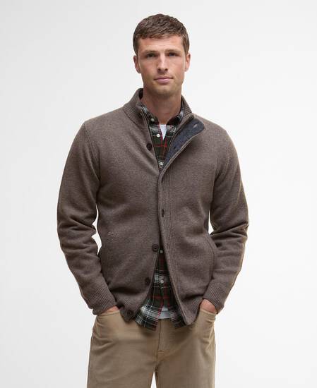 Essential Elbow-Patch Cardigan Dark Stone