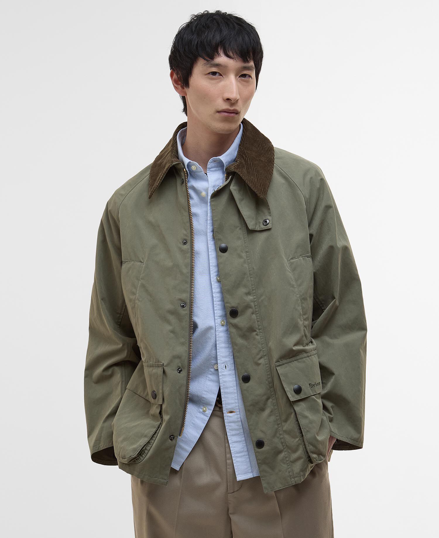 Peached Oversized Bedale Casual Jacket Fern