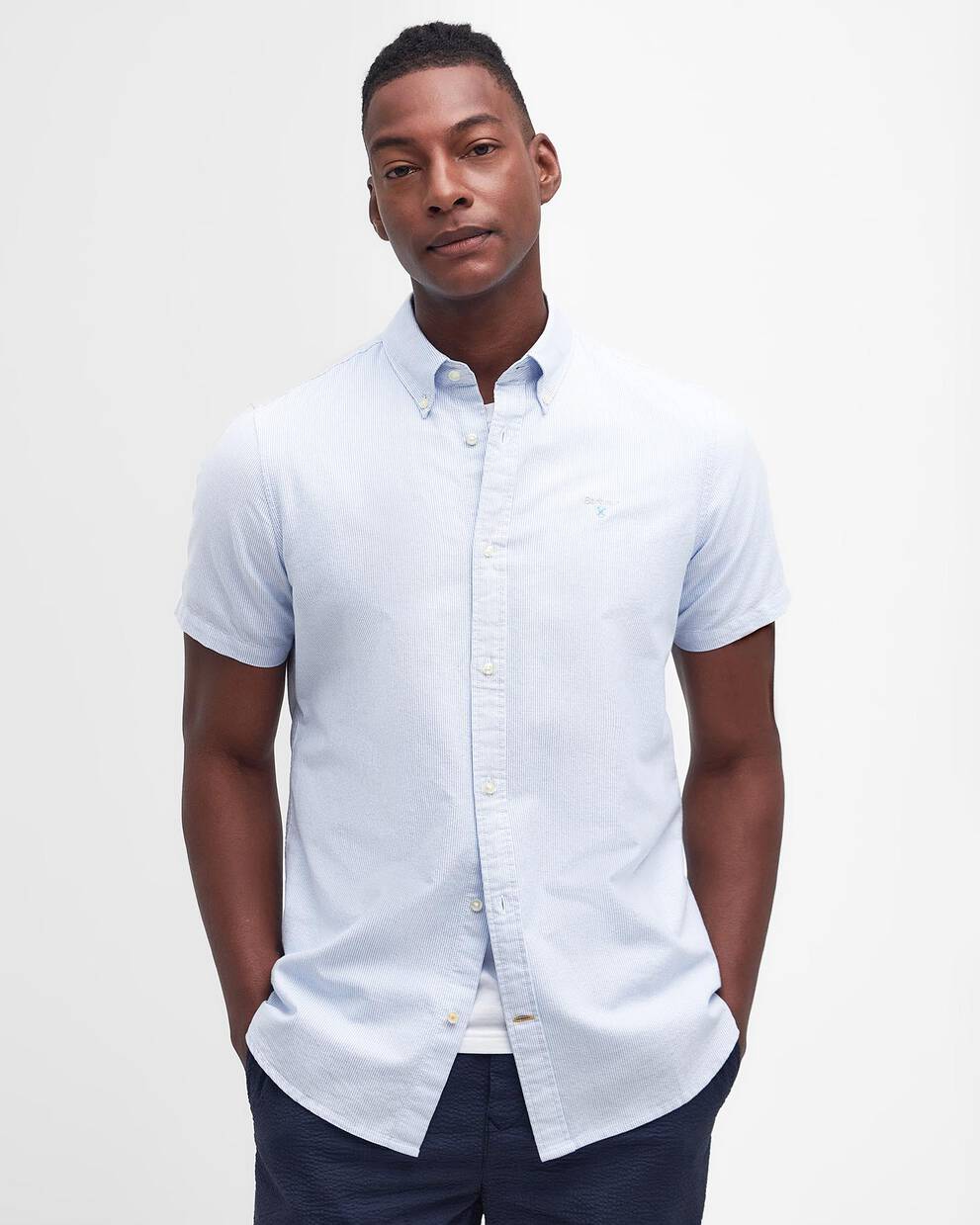 Striped Oxford Tailored Short-Sleeved Shirt