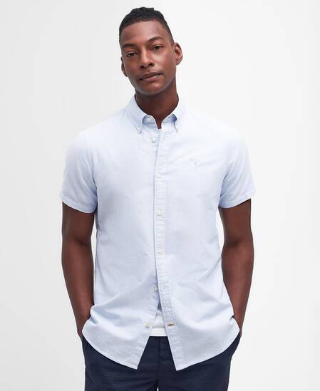 Striped Oxford Tailored Short-Sleeved Shirt Sky Blue