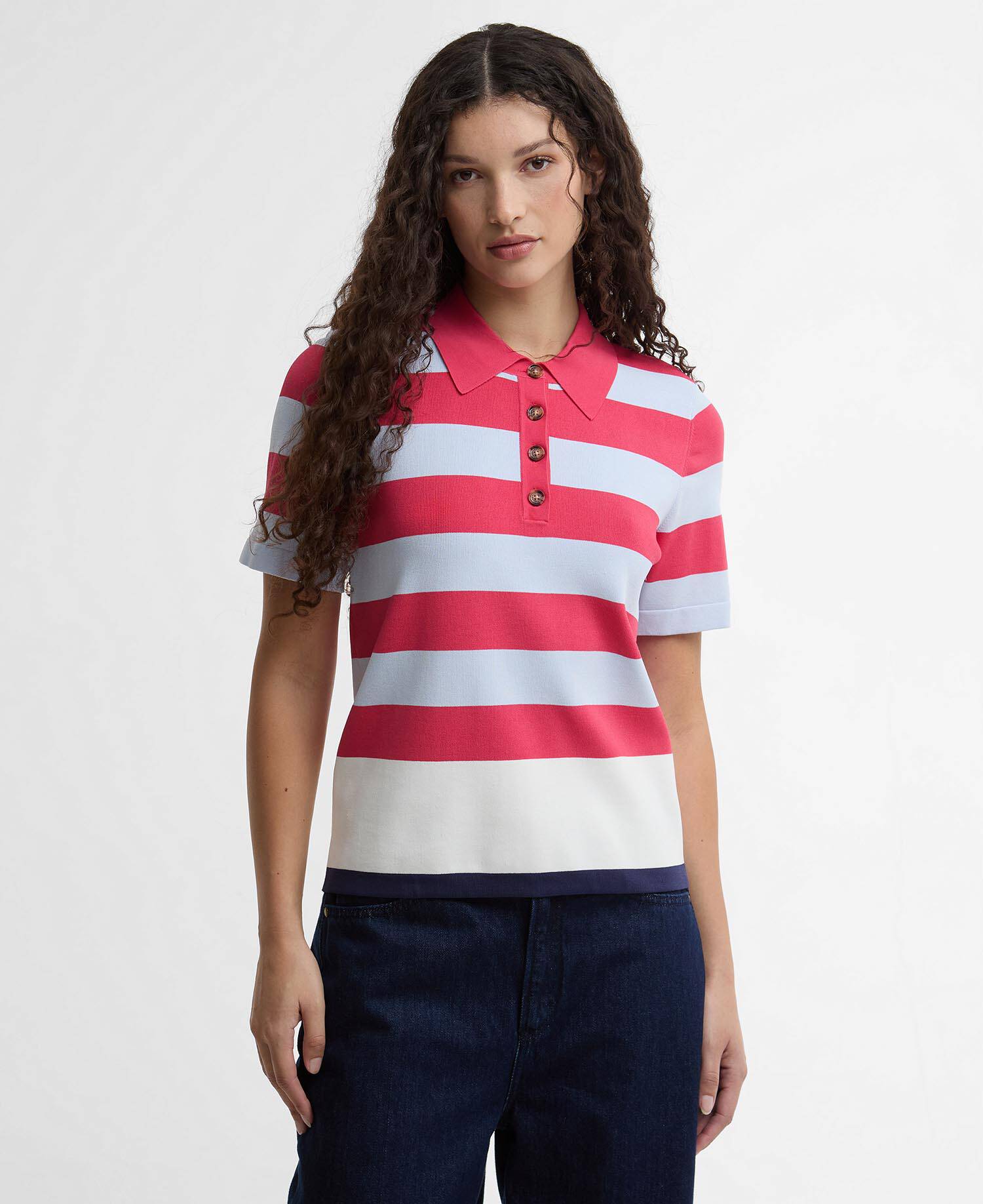 Paul Smith Loves Barbour Felton Striped Knitted Polo Multi Stripe image number 0