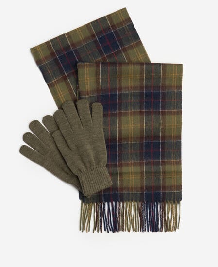 Tartan Scarf & Glove Gift Set Classic-Olive