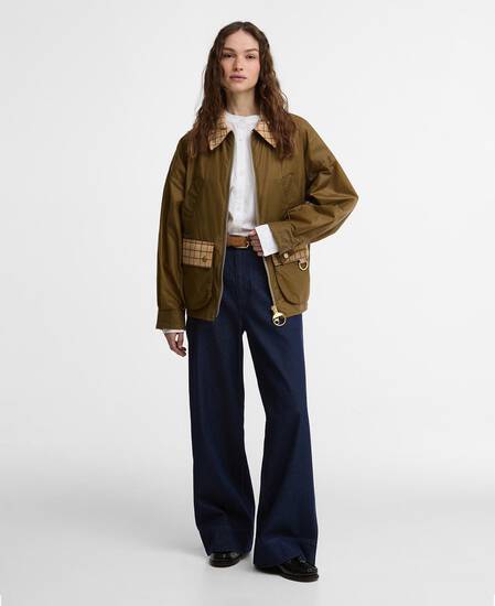 Launton Waxed Jacket Sand/Beige Tattersall