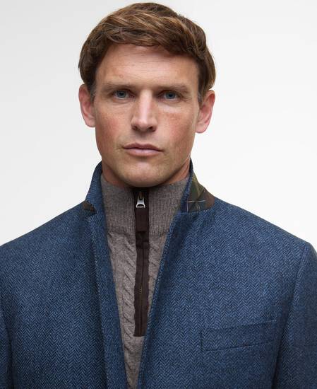 Blazer con motivo a spina di pesce Firth Moons Navy Blazer con motivo a spina di pesce Firth Moons Navy
