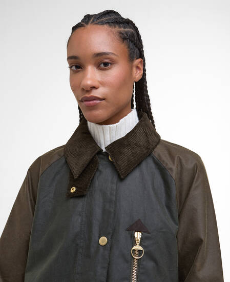 Car Coat Evette Waxed Fern/Beech/Ancient Tartan