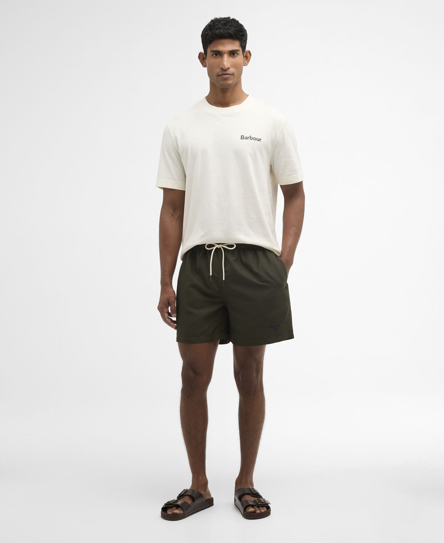 Water Reactive Tartan Swim Short Olive