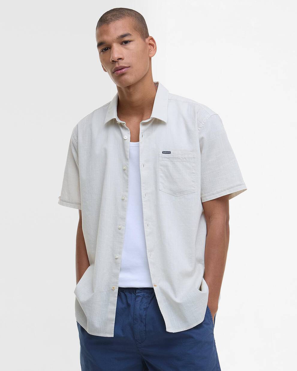 Pigment Dye Slub Short-Sleeved Shirt