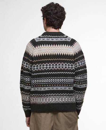 Pullover Hase Fair Isle Rundhalsausschnitt Olive Ink