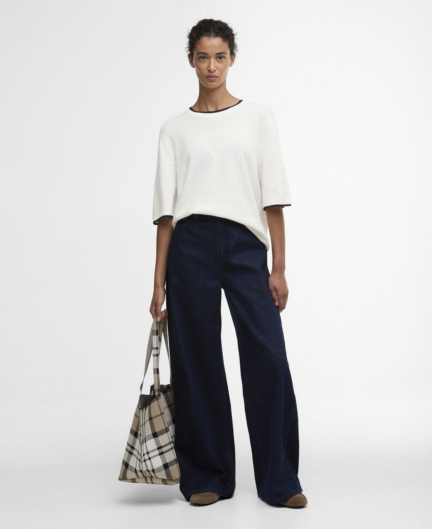 Verona Knitted T-Shirt Cloud/Dark Navy