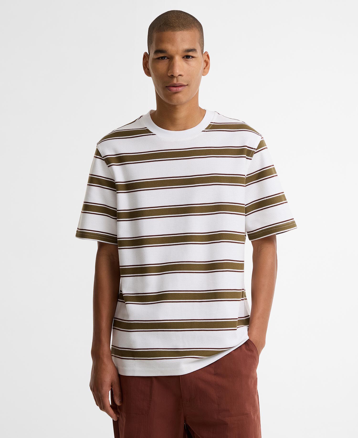 Browtop Striped Relaxed T-Shirt White
