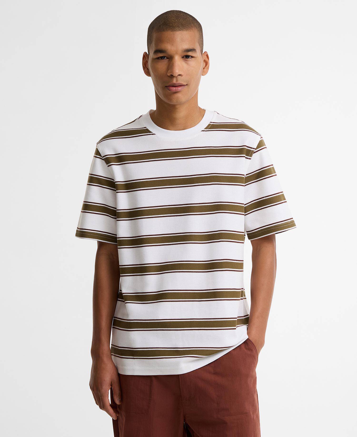 Browtop Striped Relaxed T-Shirt White image number 0