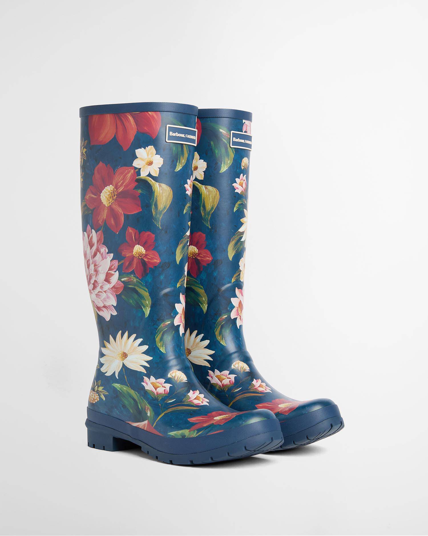 Barbour FARM Rio Wild Flower Wellingtons Navy Wildflower image number 2