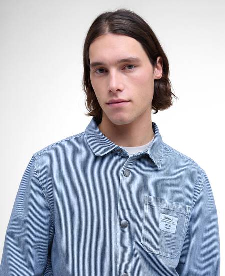 Tindale Striped Overshirt Bleached Blue