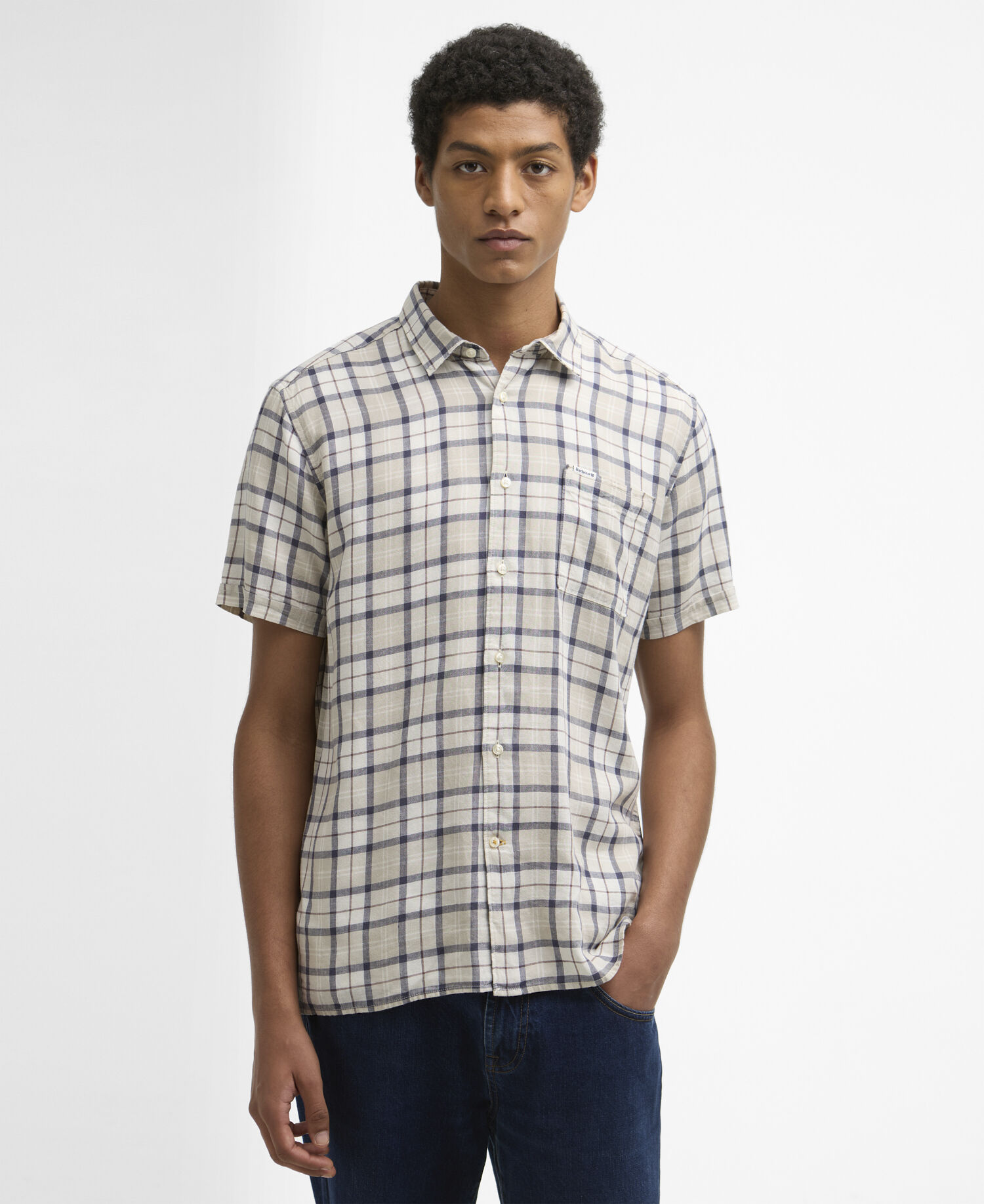 Midfield Tartan Regular Short-Sleeved Shirt Oban Mist Tartan