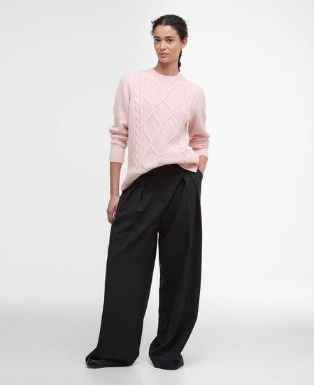 Maglione girocollo Burne con motivo a rombi Pink Blush