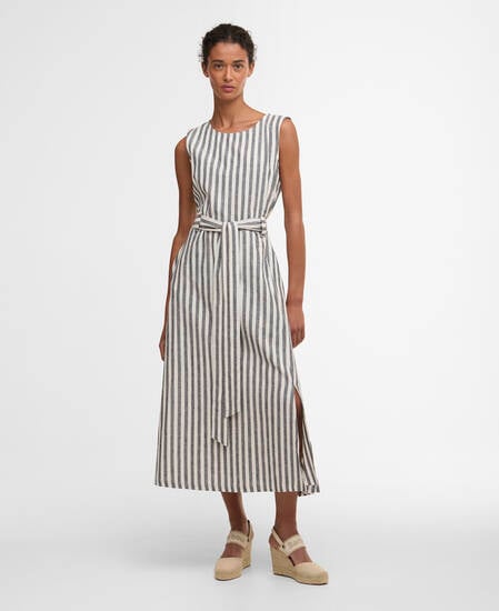 Inez Striped Midi Dress Dark Navy Stripe