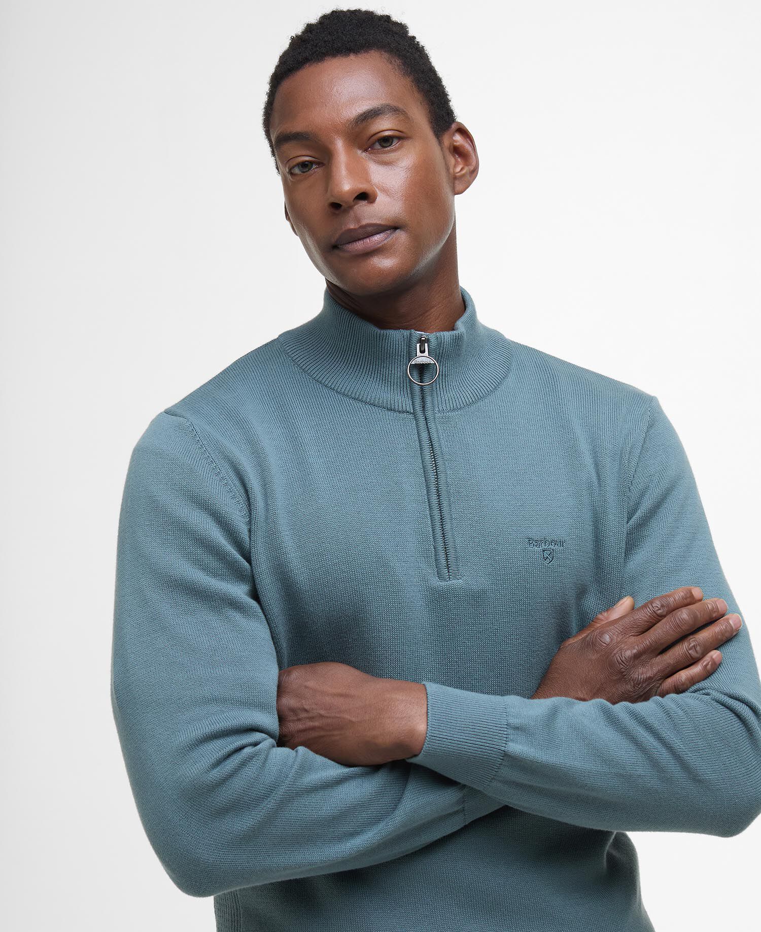 Cotton Quarter-Zip Jumper Vintage Teal