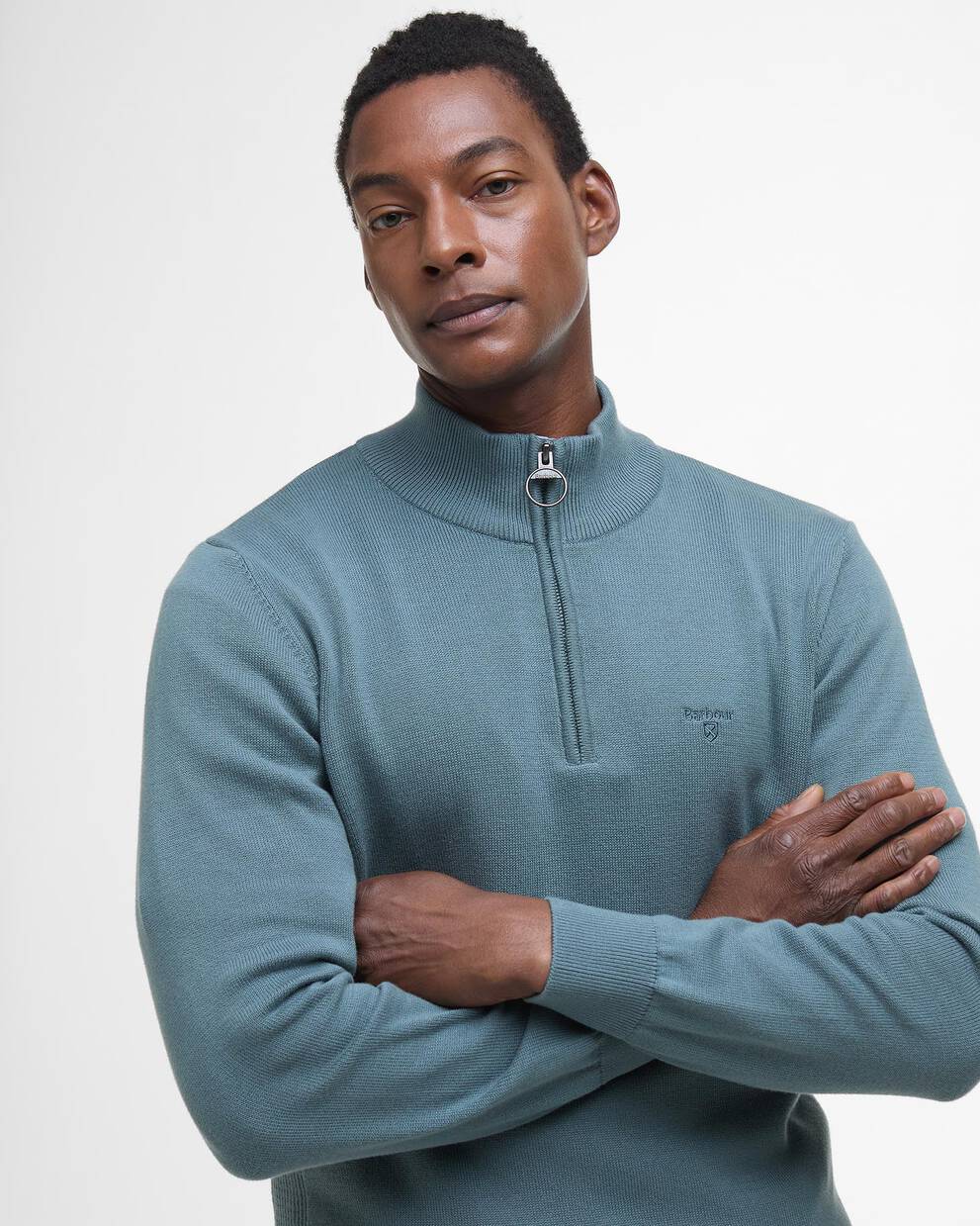 Felpa in cotone con mezza zip