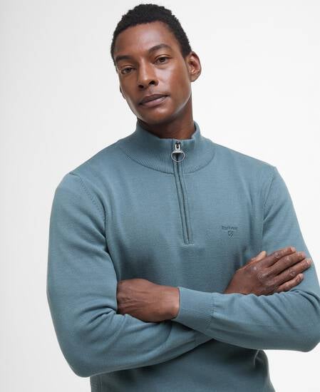 Cotton Quarter-Zip Jumper Vintage Teal