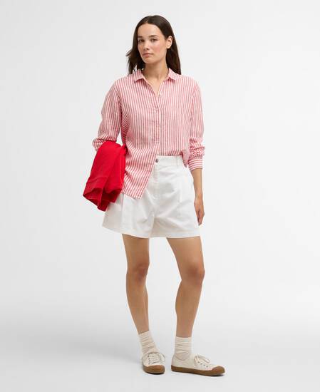 Marine Relaxed Long-Sleeved Shirt Poppy Red Stripe