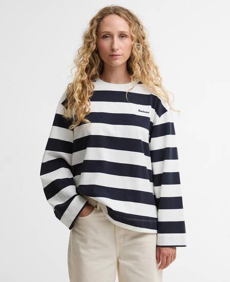 Cartmel Striped Long-Sleeved T-Shirt Cloud/Dark Navy Stripe