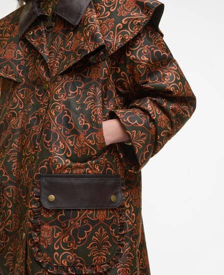 Barbour FARM Rio Luana Waxed Jacket Pineapple/Green Heart Print