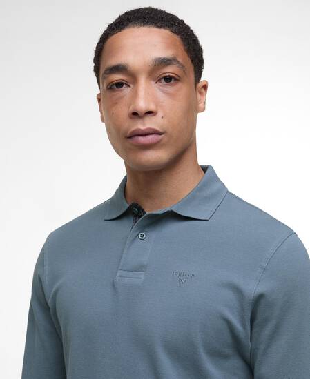 Essential Long-Sleeved Polo Shirt Bluestone