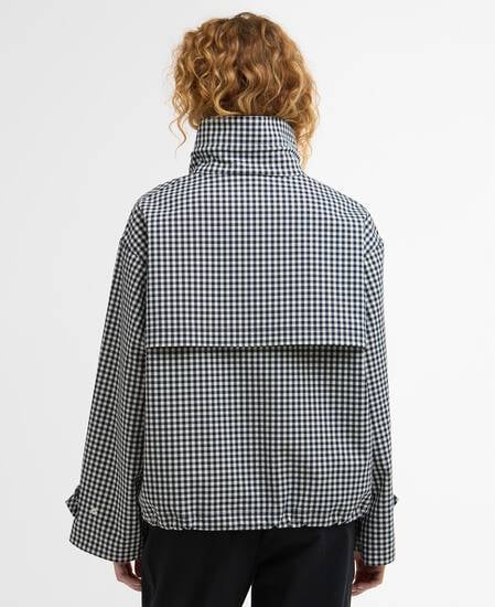 Bronwyn Gingham Funnel-Neck Showerproof Jacket Navy Gingham