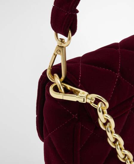 Mini borsa a tracolla trapuntata Soho Velvet Burgundy