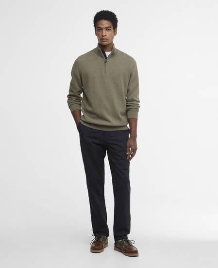 Felpa in cotone con mezza zip Smokey Olive