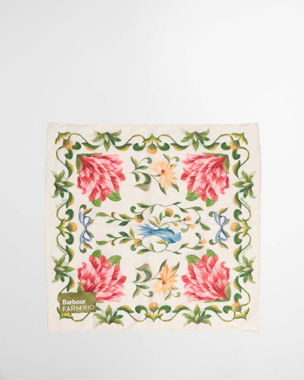 Barbour FARM Rio Azelia Square Scarf Cream Spring Petal