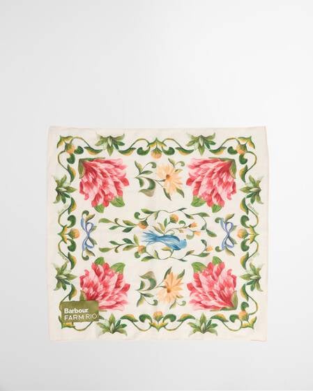 Barbour FARM Rio Azelia Square Scarf Cream Spring Petal
