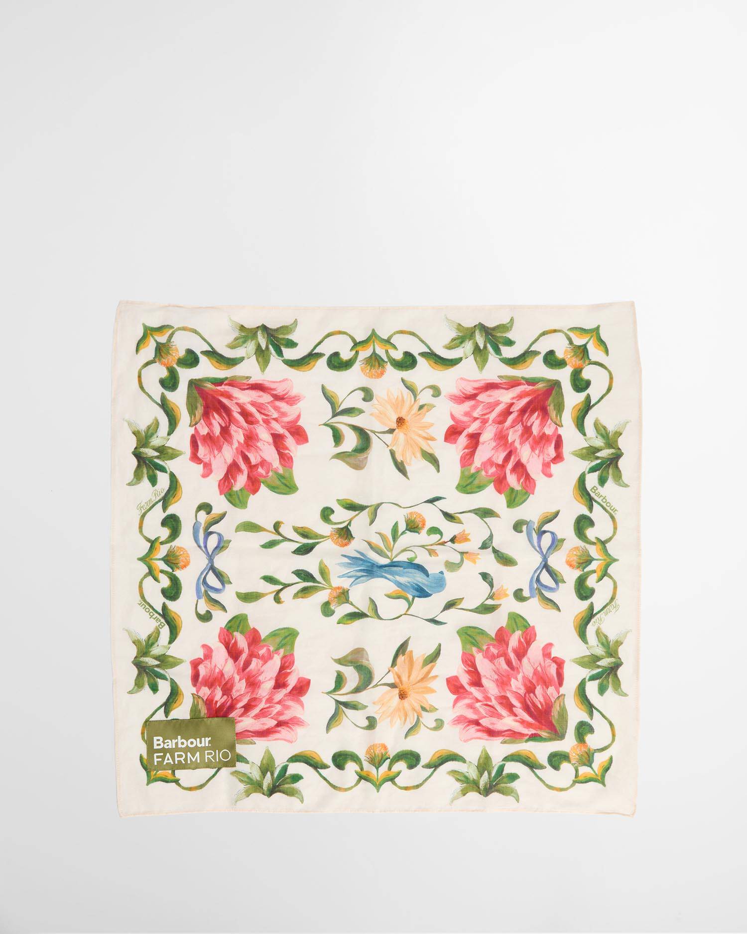 Barbour FARM Rio Azelia Square Scarf Cream Spring Petal image number 2