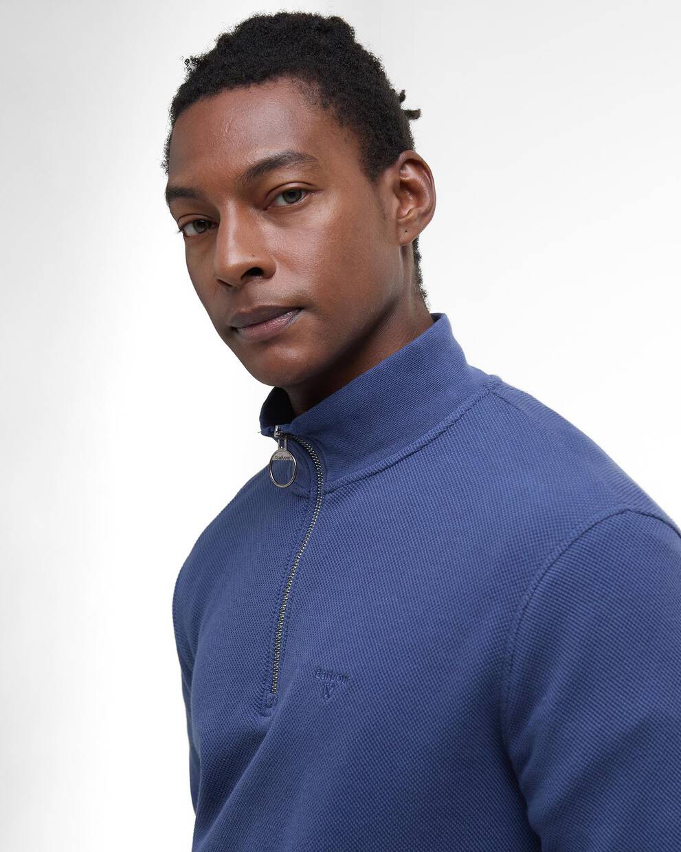 Felpa con zip corta in piqu&eacute; interlock