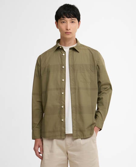 Camicia oversize Tunstall in tartan tono su tono Burnt Olive