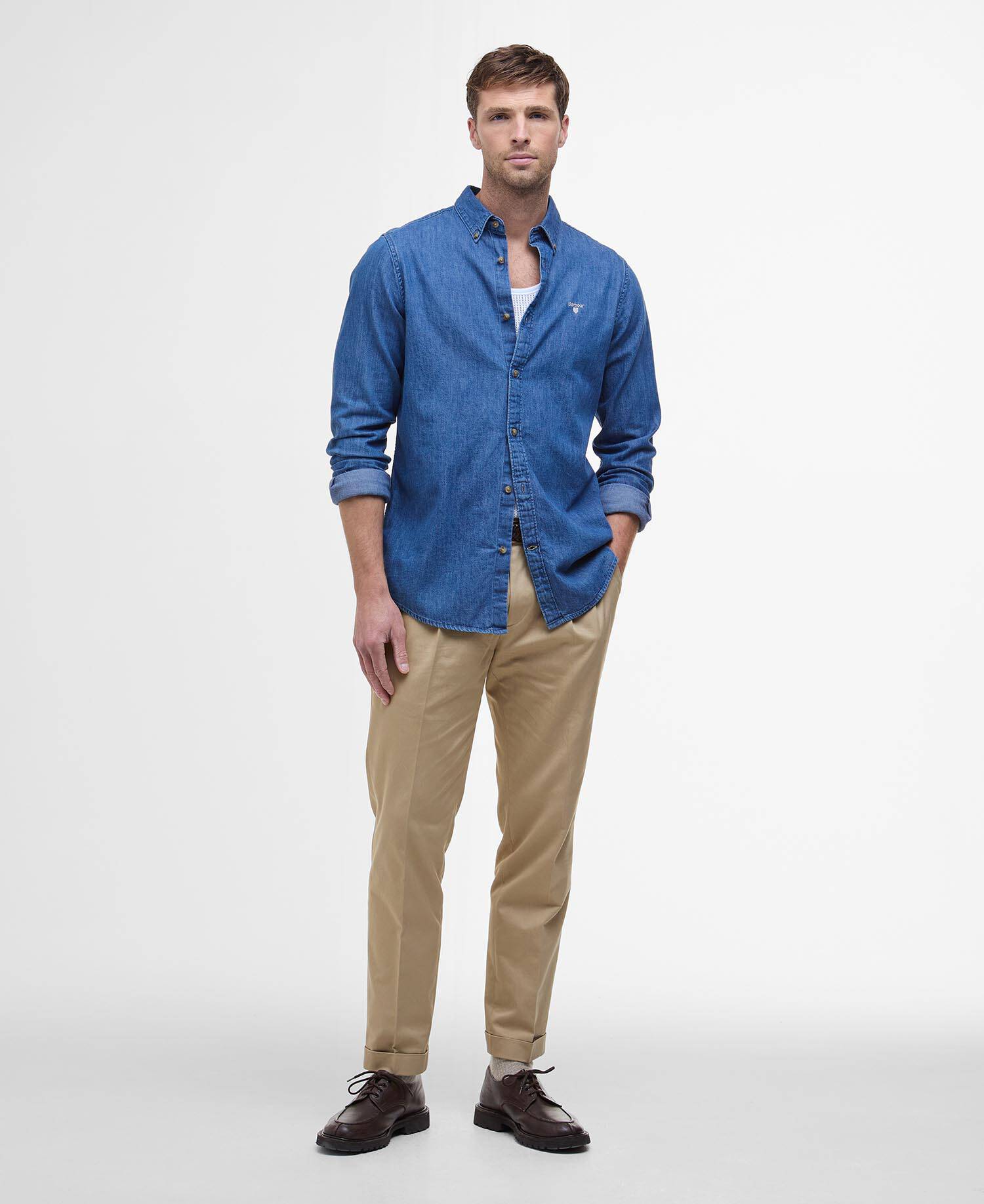 Denim Crest Tailored Long-Sleeved Shirt Chambray image number 1