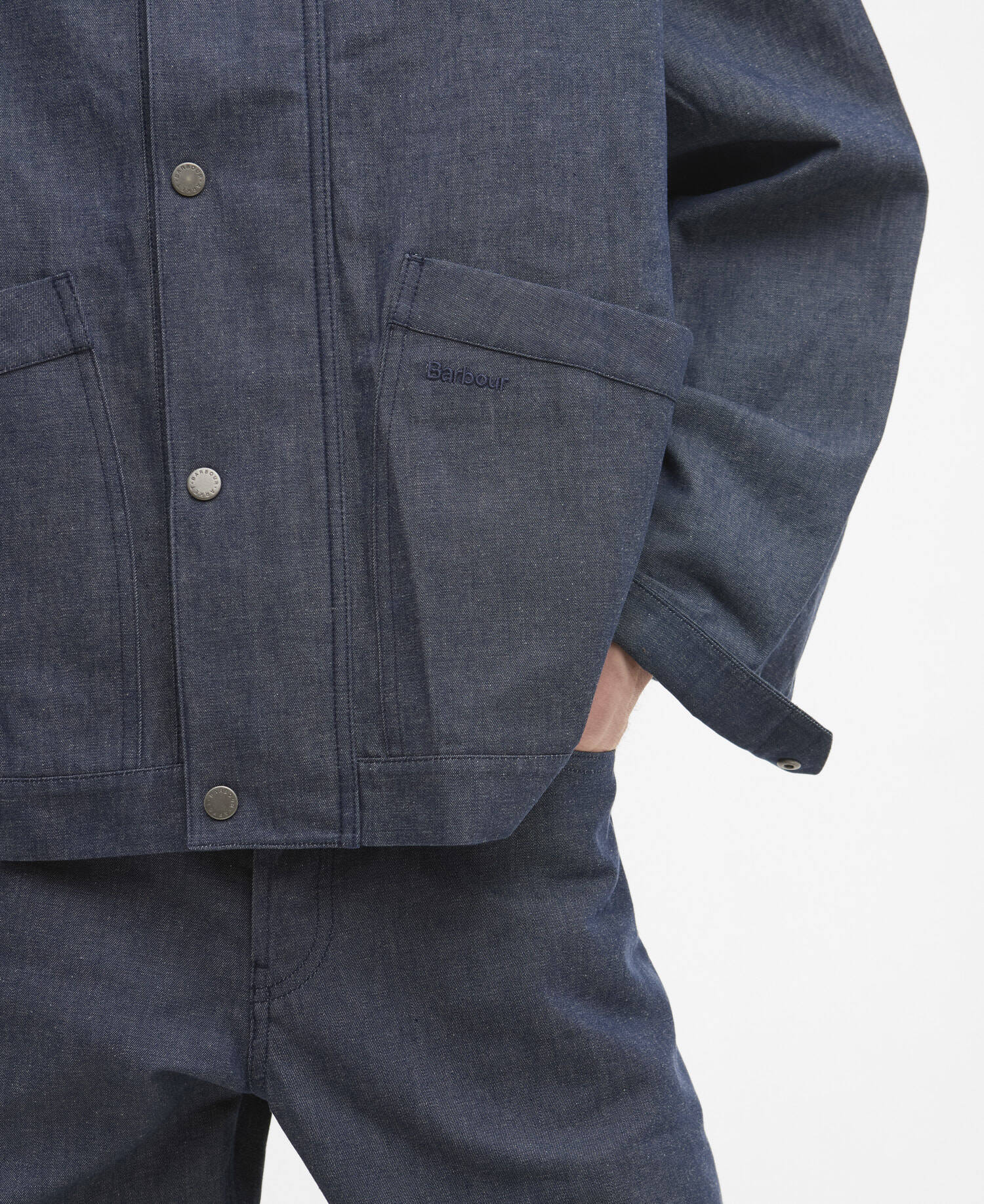 Barbour x ARKET Bebul Dry Wax Denim Jacket Blue Denim image number 4