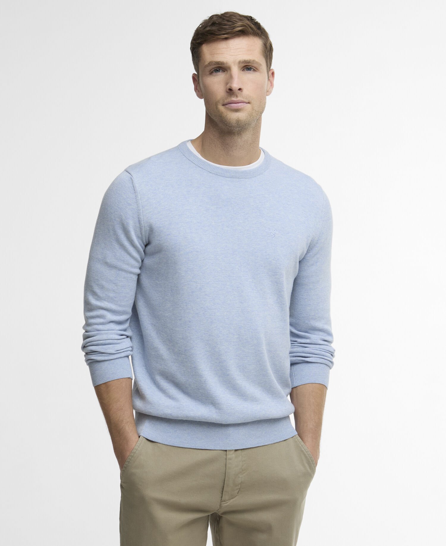 Pima Cotton Crew Neck Jumper Blue Haze