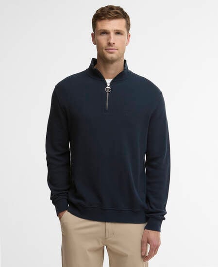 Sweatshirt Pique Interlock Half-Zip Navy