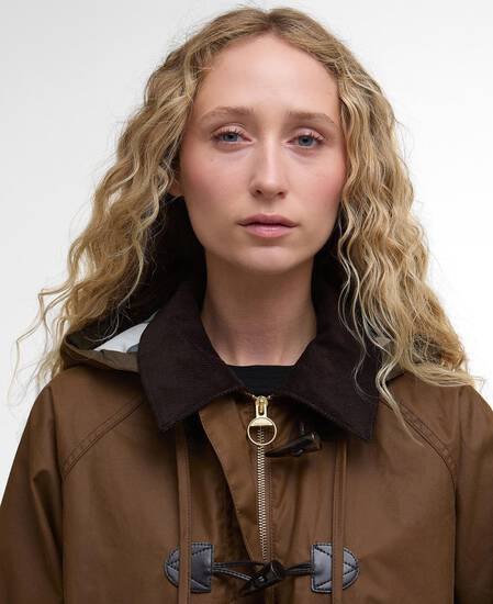 Myra Waxed Duffle Coat Bark/Hessian Tartan