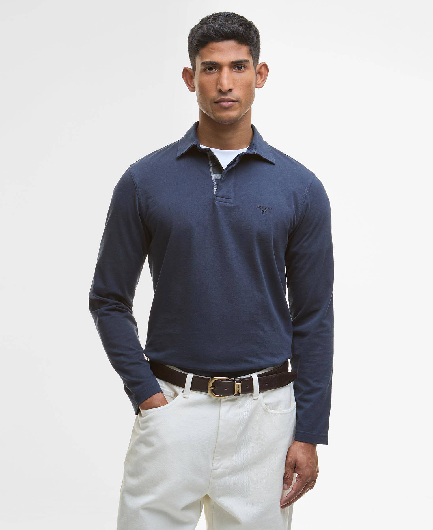 Margrove LS Tailored Polo Shirt Navy image number 0
