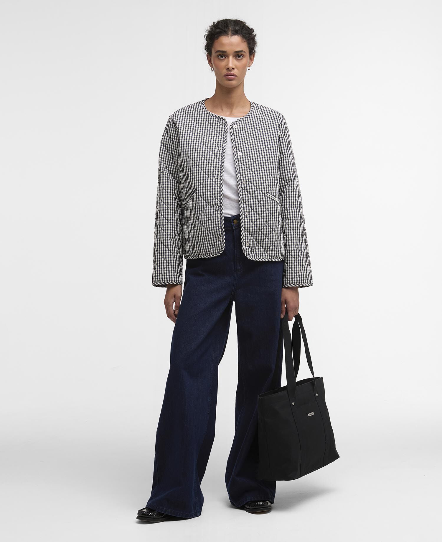 Steppjacke Cashel Gingham Collarless Navy Gingham/Dark Navy