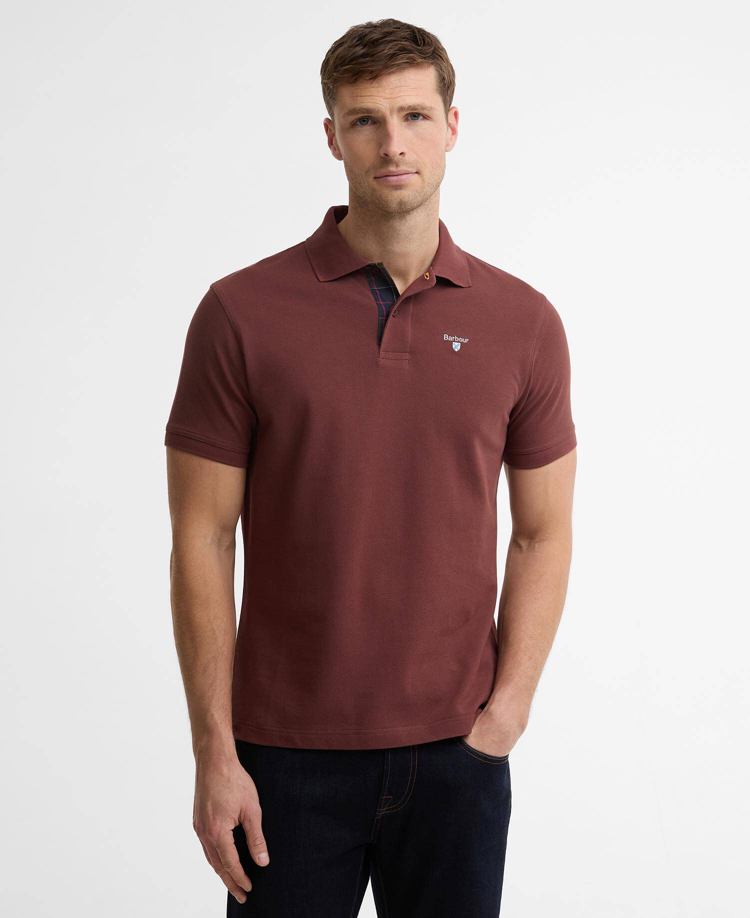 Tartan Pique Polo Shirt Burnt Pepper image number 0
