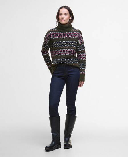 Helen Fair isle Roll-Neck Jumper Olive Multi